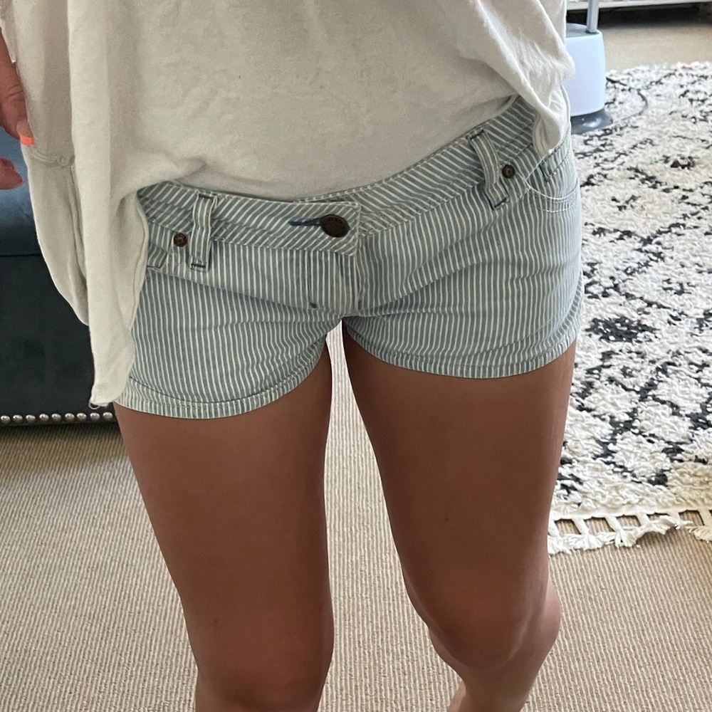 Top shop moto short pinstripe jean shorts.